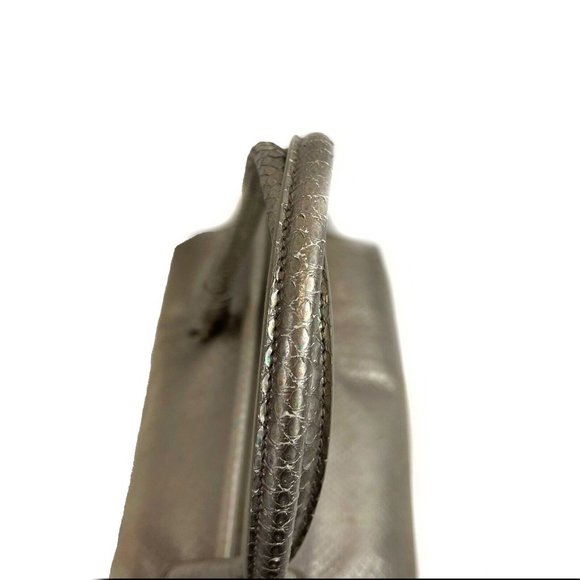 Bottega Veneta - Silver Iridescent Python Skin Top Handle Shoulder Bag - Picture 11 of 16